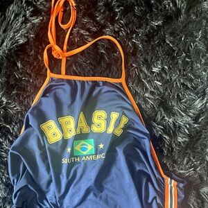 SHEIN Blue and Orange Brasil Tank Top